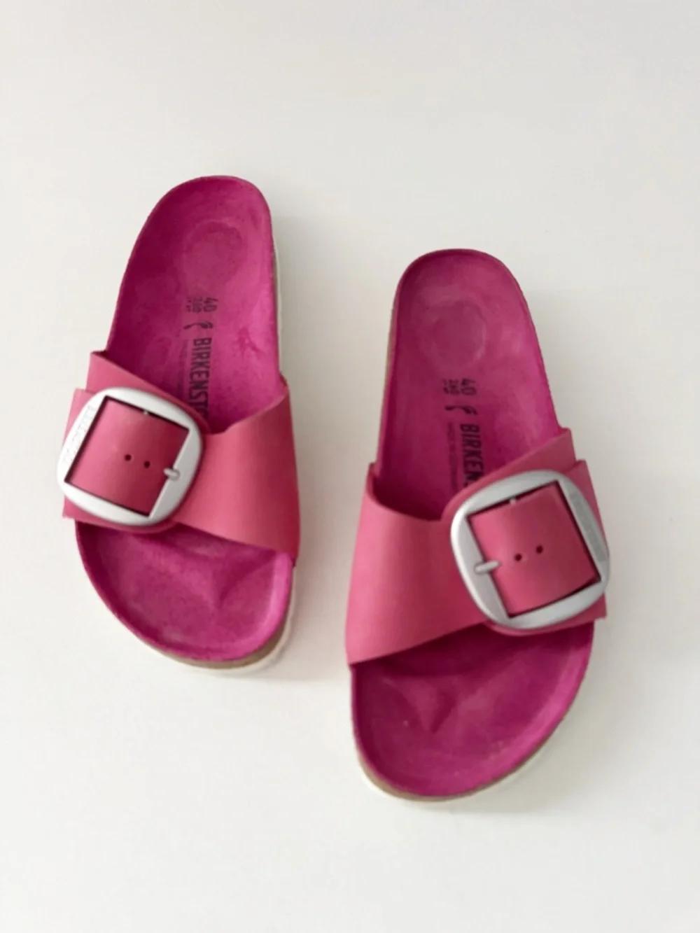 Birkenstock Madrid Big Buckle Sandal EU 40 US 9 Pink Suede Flat Slide Casual - Picture 3 of 8